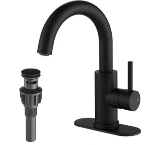 VOTON Bar Sink Faucet, Bathroom Kitchen 360 Rotatable Faucet, Matte Black Single Hole Bathroom Faucets Modern Small Mini Kitchen Bath Utility Vanity Outdoor Lavatory Faucets