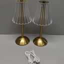 One Fire Gold Lamps Set of 2, 3 Colors Bedside Lamp Set of 2, Dimmable Bedroom Lamps Vintage Lamp, Rechargeable Nightstand Lamp, Table Lamp for Bedroom Living Room Bathroom Hotel Bar