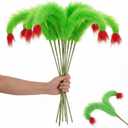 2 x Syhood 8 Pcs Christmas Tree Picks Ornament 17" Large Lime Green Furry Christmas Elf Legs Decorations Xmas Tree Topper Picks Vase Filler for Table Centerpieces Home Wreath Crafts Holiday Party