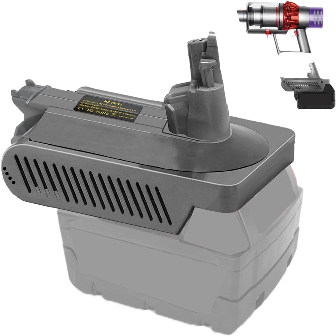 V10 Adapter for Milwaukee M18 18V Lithium Battery Convert to for Dyson V10 SV12 Animal Absolute Motorhead Fluffy Total Cordless Stick Vacuum Cleaner (only Adapter)