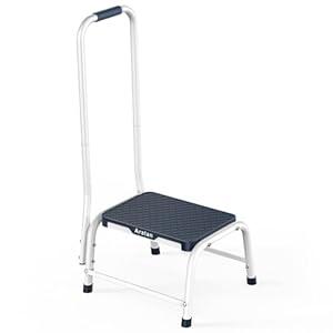 Step Stools with Handle, Stepping Stool for Adults Ederly Seniors Metal Stools with Handrail with Non-Slip Step Platform Metal Stepping Stool in Kitchen, Bathroom, Bedroom, 330 Lbs Capacity