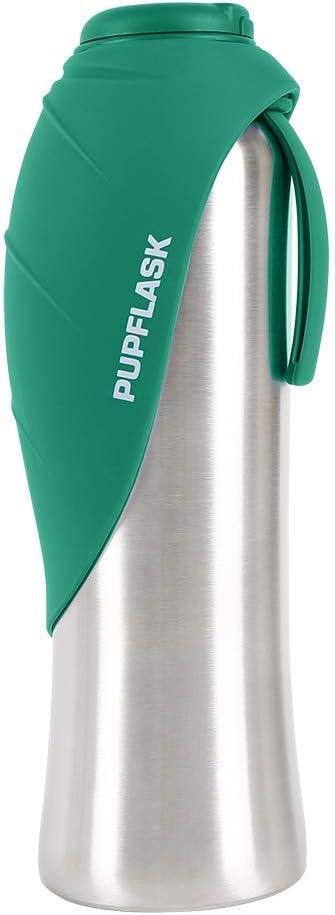 PupFlask Large Dog Water Bottle | 27 or 40 OZ Stainless Steel | Convenient Dog Drink Dispenser | Puppy Travel Water Bowl | Portable Pet Hydration Bottle | Leak Proof | Perfect Size for All Breeds (Quetzal Green)