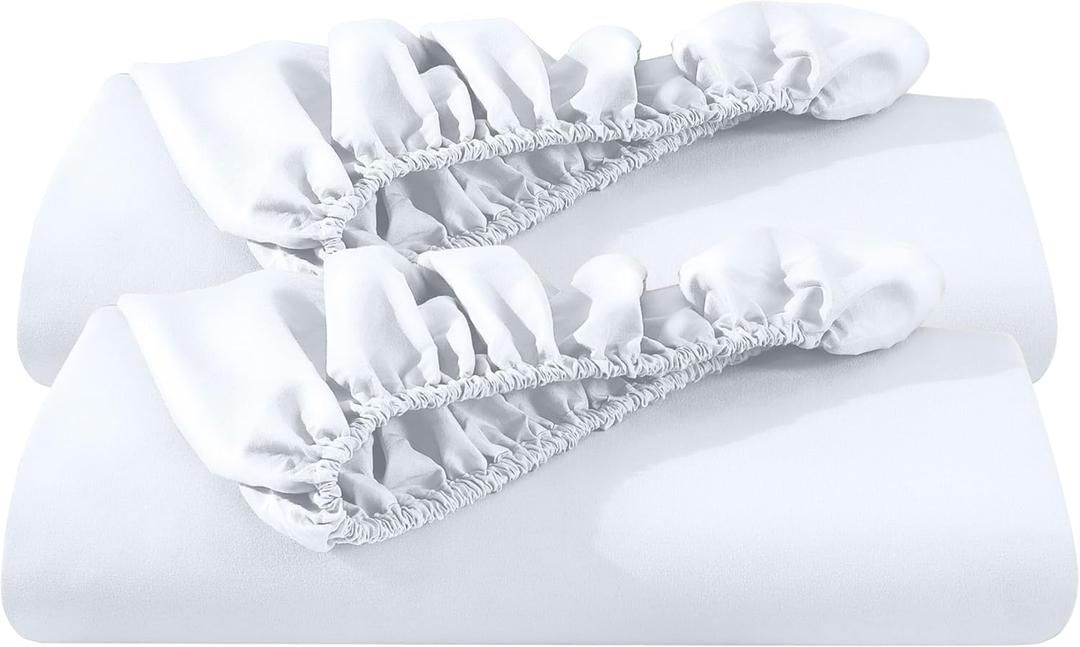 Bare Home 2-Pack Fitted Bottom Sheets Queen - Premium 1800 Ultra-Soft Wrinkle Resistant Microfiber - Deep Pocket (Queen, White)