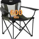 Portal Oversized Camping Chair Big and Tall Folding Camp Chair Portable Lawn Chairs Heavy Duty Foldable XXL Outdoor Camping Chair for Adults, Support Up to 600 lbs, Black/Grey