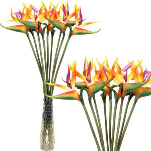 Hanaive 20 Pcs Bird of Paradise Artificial Plant 24 Inches Hawaiian Tropical Flowers Fake Rubber Strelitzia Faux Flowers Bouquet for Home Garden Office Wedding Indoor Outside Party Decor DIY (Yellow)