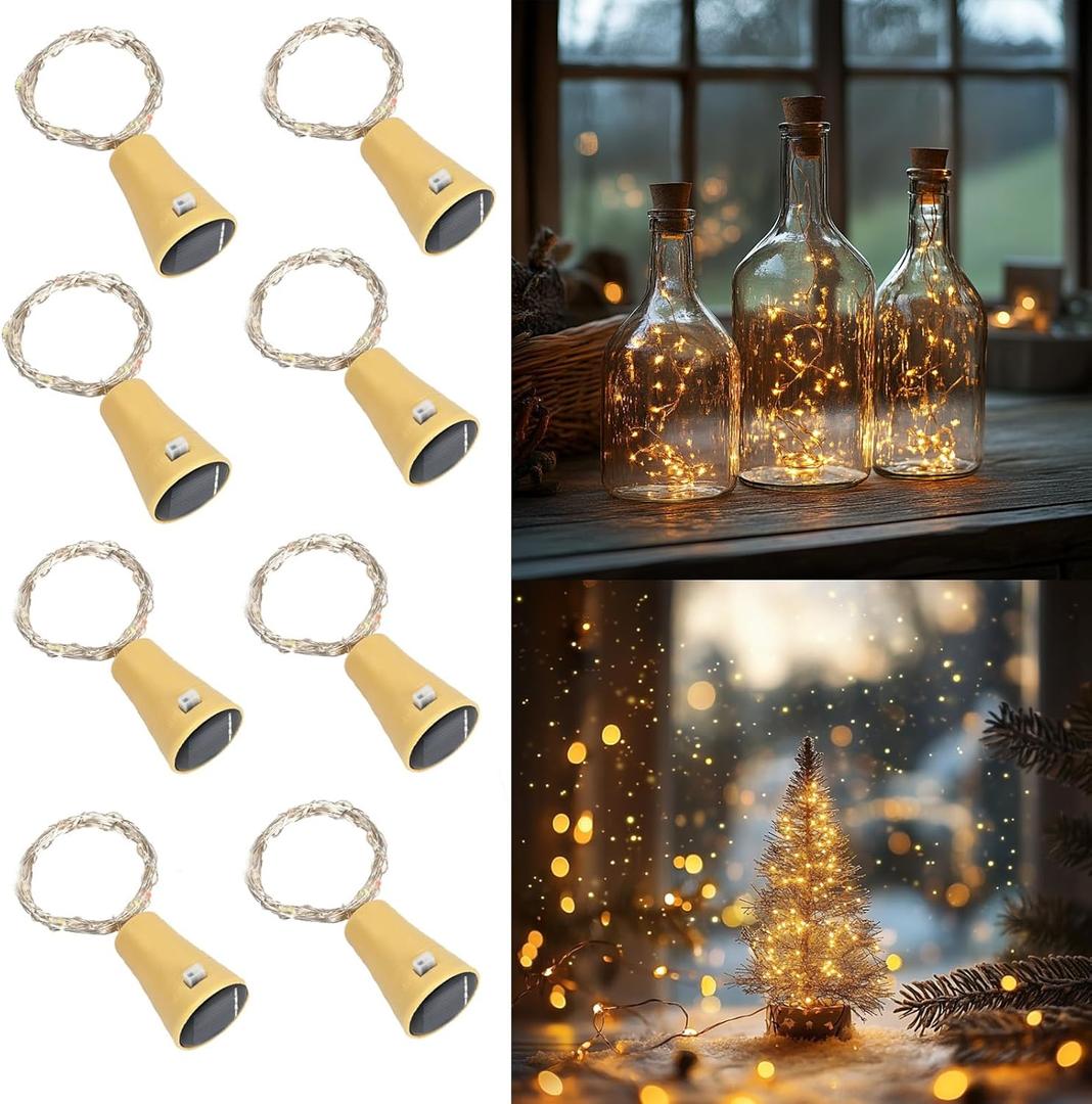 String Lights Indoor DIY Glass Bottle decro 6.5ft 20 LEDs, Solar Lights Accessories for Patio Outdoor Christmas Weeding Birthday décor Fairy Lights (Warm Yellow)