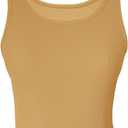 tagunop Women's Sleeveless Tank Tops Scoop Neck Basic Cami Tee Shirts Casual Ribbed Slim Fitted Top (Yellow, L)