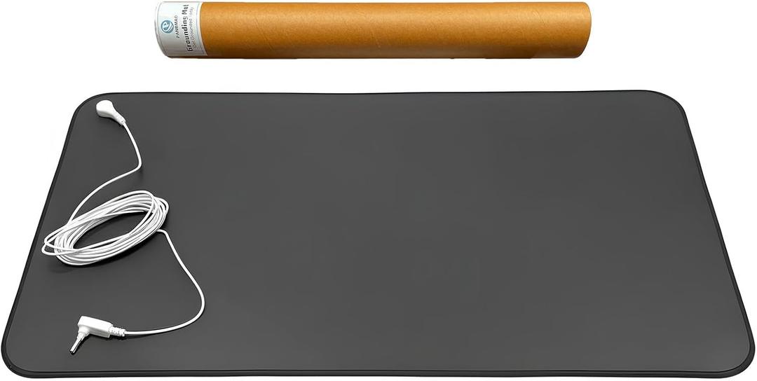 Grounding Mat for Feet & Desk, Conductive Carbon Grounding Pad with 15ft Cord, Portable Indoor Mat for Floor, Home & Office PTB Style