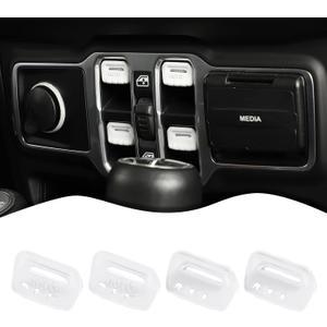 4PCS Window Switch Button Cover Trim Interior Accessories for Jeep Wrangler JL JLU Gladiator JT 2018-2024 (White)