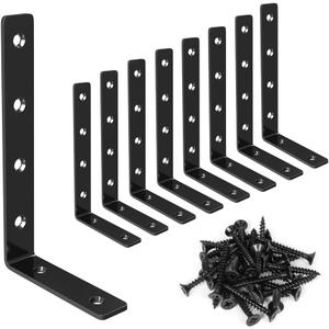 LuckIn 8 Pack Shelf Bracket, 5" x 3" L Brackets for Shelves, Heavy Duty Stainless Steel Angle Bracket Corner Brace, with Enough Screws & Anchors