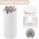 Metal Pleated Cylinder Pedestal Stands for Party, 3 Pieces Heavy Duty Round Cake Pedestal Stand Display Plinth Pillars Art Decor for Wedding Ceremony Birthday PartyMedium, White
