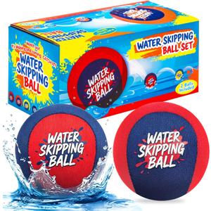 Korlon Tec 2 Pack Water Skip Ball for Pool Play, Splash Water Bouncing Ball Pool Balls with Mesh Bag, Summer Water Lake Beach Pool Toys for Kids Ages 4-8 8-12 and Adults Games