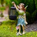 Pohabery Fairy Garden Statue Solar Garden Fairy with Lantern Light Outdoor Decoration Waterproof Solar Sculpture for Patio Yard Lawn Gift for Mom Grandma