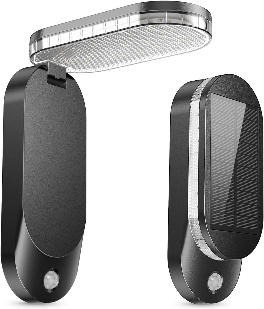 Solar Outdoor Lights with Motion Sensor, 2 Modes Foldable Porch Lights Outdoor, Waterproof Outside Wall Light for House, Garage, Garden, Patio, Yard, 6000K Cold White Solar Motion Lights Decor