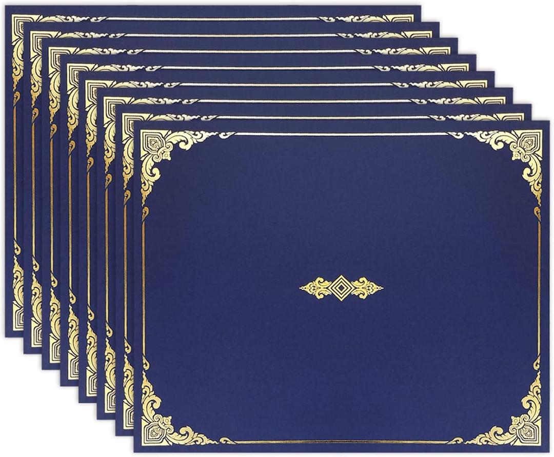 Certificate Holders, Navy Blue Certificate Frame Diploma Holders with Gold Foil Border for Letter Size 8.5x11 inch Award Certificates, 30packs