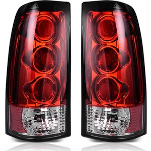 AUTOSAVER88 Tail Lights Compatible with 1999-2002 Chevy Silverado 1500/2500/3500, 99-06 GMC Sierra, 2007 GMC Sierra Classic models Clear Lens Red Housing Taillights Pair (ONLY Fit Fleetside Models)