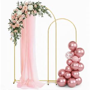 Metal Arch Backdrop Stand, 7.2FT+6FT Gold Wedding Arch Frame, Set of 2 Wedding Arch Backdrop Stand, Balloon Arch Stand for Wedding, Birthday, Party, Baby Shower & Graduation Dcor