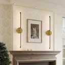 Battery Operated Wall Sconce Set of 2-8000mAh, Rechargeable, Dimmable, 3000K-6000K, Remote, Touch Control, Timer, 350 Rotate, LED Wall Lamps for Living Room, Bedroom, 32 Inch, Walnut Gold