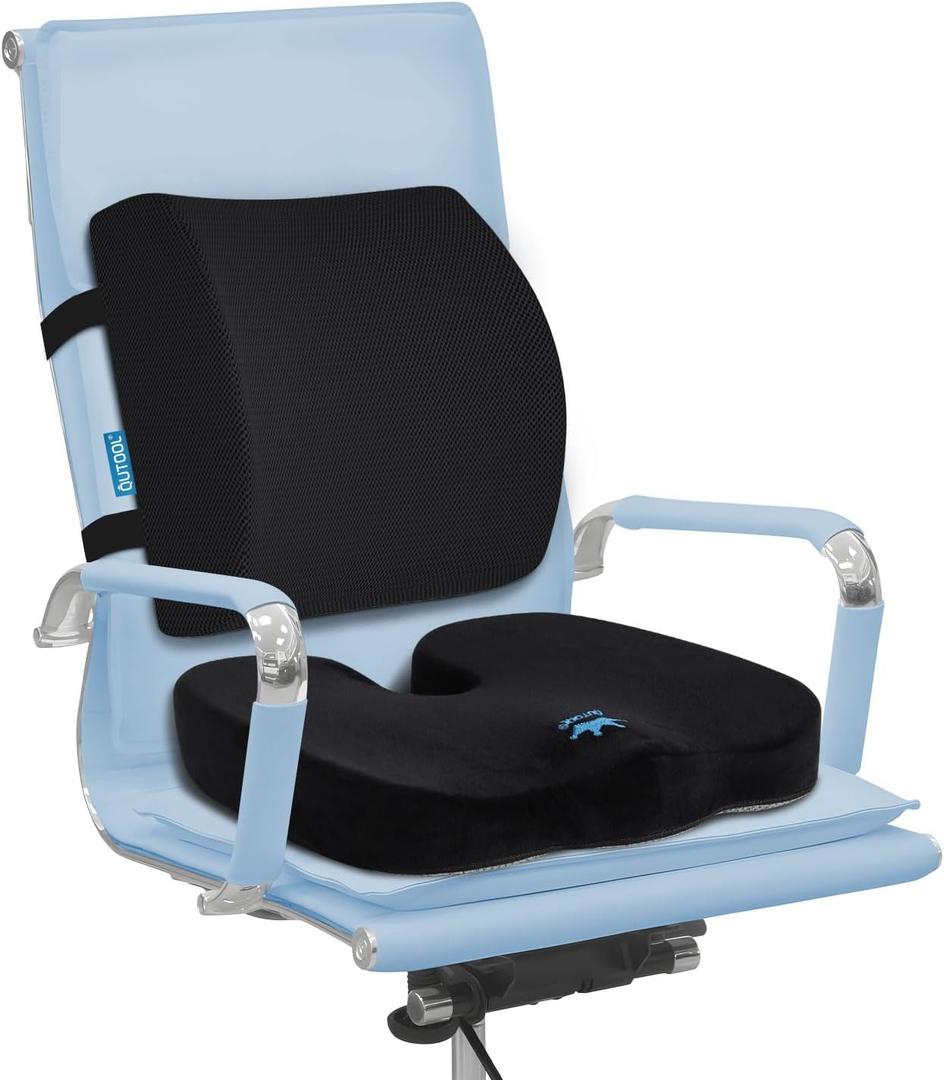 QUTOOL Lumbar Support Pillow and Seat Cushion for Office Chair