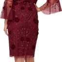 Adrianna Papell Women's Bead Velvet Sheath Dress Size 6 (Red)