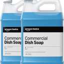 Amazon Basics Commercial Liquid Dish Soap, Long-Lasting Suds, Concentrated Formula, 1 Gallon, Pack of 2