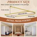 Zonon Gold U Shaped Room Divider Curtain Rod 90.55" x 47.24" Rod with Ceiling Support Curtain Track, Privacy Divider, for Beauty Salon, Fitting Room, Hospital, Hotel (No Curtains)