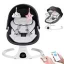 Baby Swing for Infants to Toddler Electric Newborn Swing with 5-Speed 3-Seat Positions 5-Point Carabiner,with Bluetooth Music 10-Preset Melodies, Indoor and Outdoor use (Black)