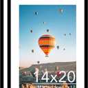 JCJMY 14x20 Picture Frame Set of 2 with 11x17 Mat, Display Photo 11x17 with Mat or 14 x 20 Without Mat, Wall Hanging Large 14 by 20 Poster Frame with Plexiglass, 2 Pack, Black