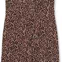 Amazon Essentials Women's Sleeveless Crossover Twist Neck Faux Wrap Dress (Large, Dark Brown Floral)