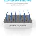 MSTJRY Charging Station for Multiple Devices : 5 Port Multi USB-A Charger Stations Multi-Device Organizer Charging Dock Designed for iPhone iPad Cell Phone Tablets (7 Short Cables Included) (White)