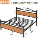 Queen Bed Frame with Headboard,Heavy Duty Steel Slats Support Mattress Foundation-Under Bed Storage, No Box Spring Needed, Noise Free，Black