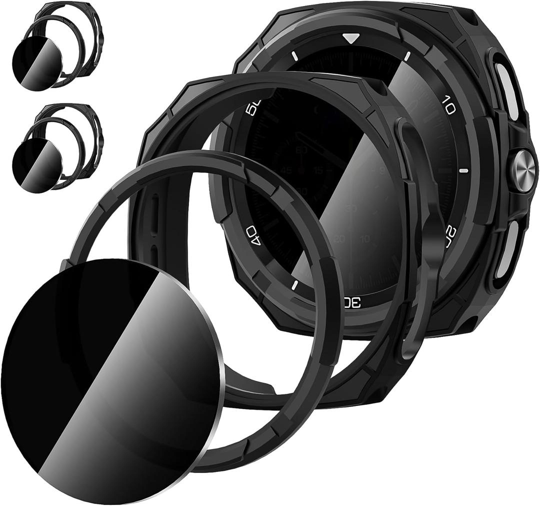 Suoman 2+2 Pack for Samsung Galaxy Watch 8 Classic 46mm Privacy Case, [3-in-1] [Anti-Peeping] Tempered Glass Screen Protector+ All-Around Protective TPU Bumper Cover