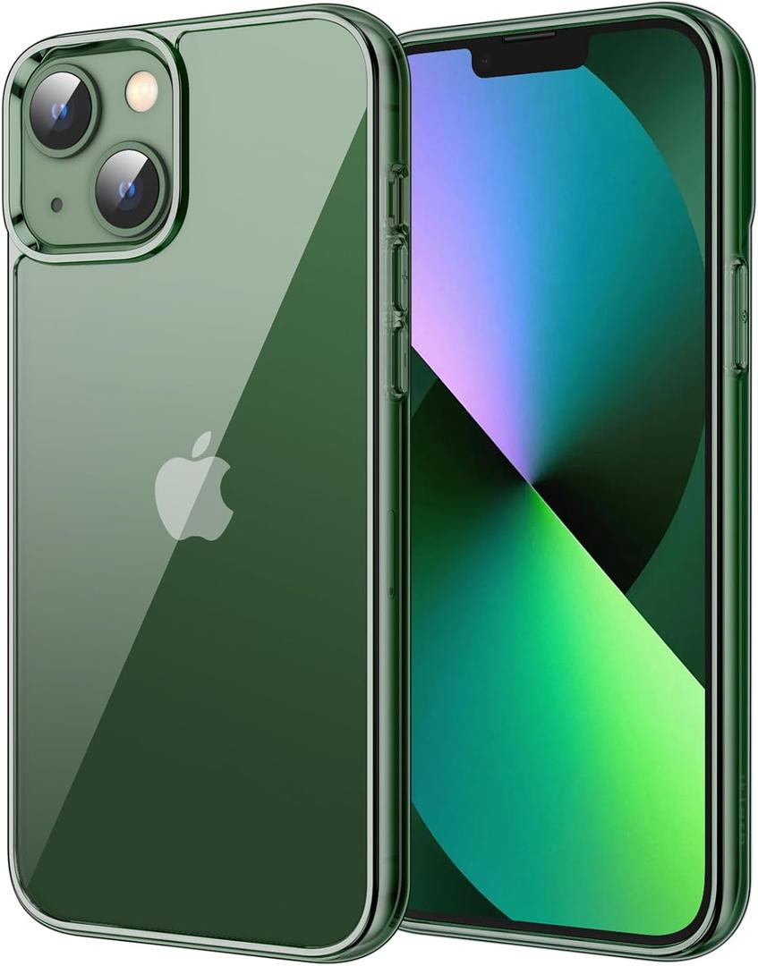 JETech Case for iPhone 13 Mini 5.4-Inch, Non-Yellowing Shockproof Phone Bumper Cover, Anti-Scratch Clear Back (Alpine Green)