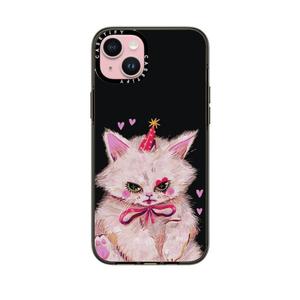 CASETiFY Compact iPhone 15 Plus Case [4 ft. 2X Military Grade Drop Protection/Slim/Lightweight] - Clown Kitty - Clear Black