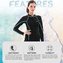 GoldFin Wetsuit Top Women, 2mm Wetsuits Jacket Long Sleeve Neoprene Tops for Water Aerobics Diving Surfing Swimming (X-Small, Blue/line)