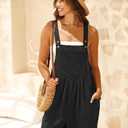 GRECERELLE Jumpsuits For Women Summer Short Overalls Casual Sleeveless Adjustable Loose Women's Rompers with Pockets 2026 (Black, L)