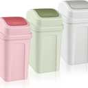 Sumind 3 Pcs 1.8 Gallon Bathroom Trash Can with Swing Lid Small Garbage Can Plastic Bathroom Trashcan Garbage Bin for Kitchen Waste Bedroom Room Outdoor (Green, Pink, Beige)
