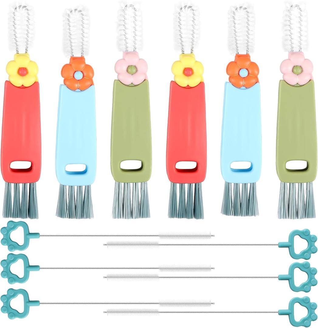 12pcs 4 in 1 Cup Lid Gap Cleaning Brushs+Straw Cleaner Brush, Multifunctional Cleaning Brush Lids Cleaning Brush Tool Water Bottle Lid Cleaner Home Kitchen Cleaning Tools