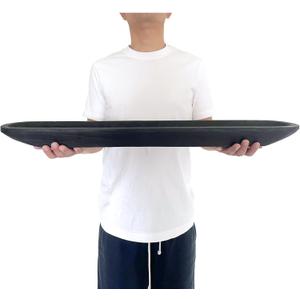 Wooden Dough Bowl Decor, Vintage Wooden Bowl Hand Carved Home Decor for Dining Table Center, Living Room, Kitchen Decor. (30inch black)