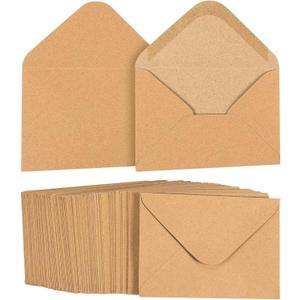 Juvale Thank You Cards with Envelopes - 100 Pack, 3.625 x 5.125 In, A1, Brown V-Flap - Letter & Business Envelopes for Invitations & Greeting Cards
