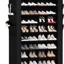Mavivegue Shoe Rack with Cover, 10+1 Tier Tall Shoe Storage for 50-55 Pairs of Shoes, Shoe Organizer for Entryway, Closet (Black)