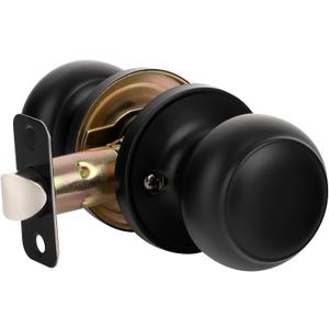 HOSOM Passage Door Knob, Matte Black Door Knobs Keyless Doorknobs for Interior Doors, Hallway, Closet and More, No Locking Door Handle, 1 Pack