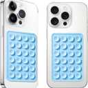 AZXYI Anteel 2 Pack Silicone Suction Phone Case Mount, Silicon Adhesive Suction Cup Phone Mount, Non Slip Sticky Phone Grip for Cellphone, Strong Grip Holder for Selfies and Videos (Baby Blue)