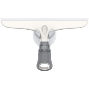 MR.SIGA Multi-Purpose Silicon Squeegee for Window, Glass, Shower Door, Car Windshield, Heavy Duty Window Scrubber, Includes Suction Hook, 10 inch, White & Gray, 1 Pack (10 inch (Pack of 1))