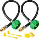 2-Pack 15" RV Propane Hose,1/4" Male NPT & QCC1/Type1 Fittings,Propane Hose-Camper for RV Two-Stage Regulator-Dual LP Tank,Propane Tank Hose for BBQ,Outdoor Cooking,Camping,350PSI.CSA Certified