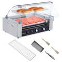Hot Dog Roller, 18 Hot Dogs 7 Rollers Grill Cooker Machine, Stainless Sausage Grill Cooker Machine with Cover & Removable Drip Tray, Dual Temp Control, Led Light, Perfect for Commercial and Party