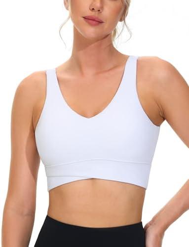 THE GYM PEOPLE Women's Padded Sports Bra V-Neck Wireless Stretchy Workout Crop Tops with Cross Hem Soft Yoga Bras XL