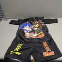 Get Trend Swimsuit Set for Boys Teens 2 Pcs with Swimming Trunks and Boys Rash Guard for Beach Trip Holiday Essentials (9-10 Years, Black Sonic)