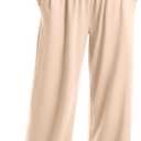 TARSE Women's Wide Leg Casual Loose Pants Yoga Sweatpants Comfy Crossover High Waisted Lounge Pajama Flowy Pants with Pockets (Beige, M)