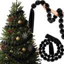 9 ft Extra Large Christmas Velvet Ball Garland Christmas Ornament 2.8 Inch Beads Xmas Hanging Ball Garland Decor for Tree Fireplace Mantel Holiday Party Indoor Outdoor(Black)